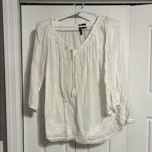White Lace Trim Women's Top